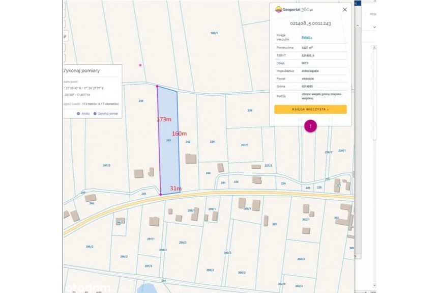 Grabowno Wielkie, Twardog&oacute;ra, Działka na sprzedaż