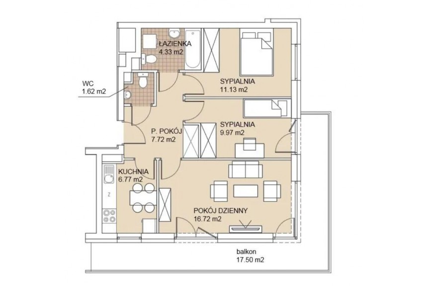 Wrocław, Odolanowska, Ustawne 3 pokoje z wielkim 12m Balkonem/Kuchnia Osobno